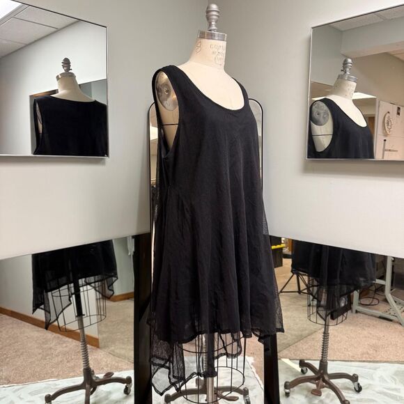 Black Mesh Asymmetrical Dress - Picture 2 of 5